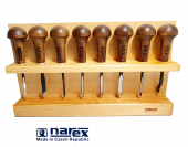 Набор из 8 резцов NAREX Profi 868700 с деревянной грибовидной ручкой, по дереву и линолеуму на подставке