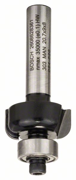 Галтельная кромочная фреза BOSCH 8мм, R1 4мм, D 20.7мм, L 9мм, G 53мм (2608628361)