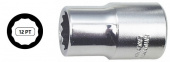 Головка торцевая 12-гранная короткая 1/2" AmPro (T335477)  27мм, CrV, длина 42мм