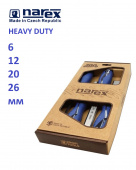 Набор из 4 плоских ударных стамесок NAREX HEAVY DUTY (860701) 6,12,20,26 мм для тяжелых работ, с прозрачной ручкой