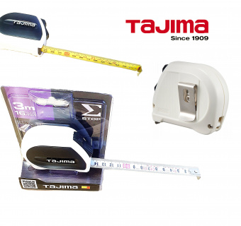 Рулетка TAJIMA SIGMA STOP (SS630MG)  3м/16мм с двойным фиксатором, 2-х сторонняя шкала