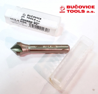 Зенкер конический 3-х канавочный BUCOVICE (741124) HSS, 90 град, D=12.4мм, цилиндрический хвостовик