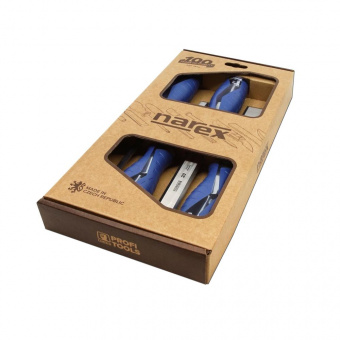 Набор из 4 плоских ударных стамесок NAREX HEAVY DUTY (860702) 8,10,16,32 мм для тяжелых работ, с прозрачной ручкой