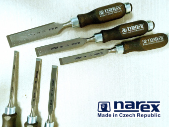 Набор из 6 плоских стамесок NAREX Wood Line Profi (853053) в дерев.коробке (6,10,12,16,20,26мм)