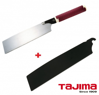 Ручная пила TAJIMA Japan Pull JPR265ST с короткой красной ручкой +запасное полотно с покрытием GNB265FBP (265мм)