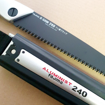 Ручная пила TAJIMA Aluminist (ALSA240) + запасное полотно 240мм с покрытием (поясной пластиковый чехол,алюмин.ручка)
