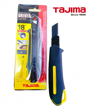Нож строительный TAJIMA Driver Cutter (DC560BY) с автофиксацией, лезвие 18мм, в комплекте 3 лезвия