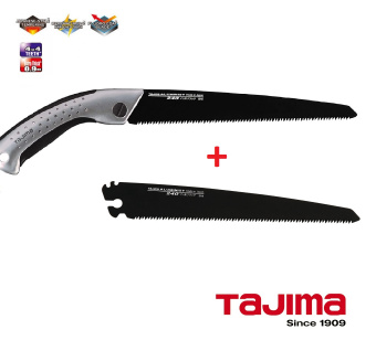 Ручная пила TAJIMA Aluminist (ALSA240) + запасное полотно 240мм с покрытием (поясной пластиковый чехол,алюмин.ручка)