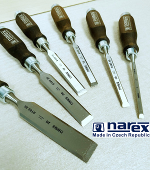 Набор из 6 плоских стамесок NAREX Wood Line Profi (853053) в дерев.коробке (6,10,12,16,20,26мм)