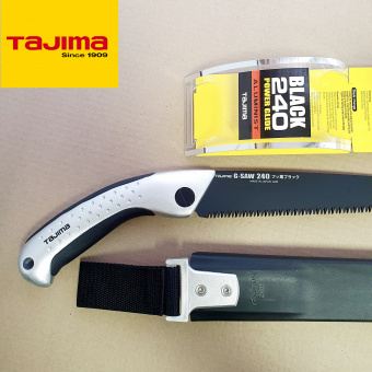Ручная пила TAJIMA Aluminist (ALSA240) + запасное полотно 240мм с покрытием (поясной пластиковый чехол,алюмин.ручка)