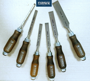 Набор из 6 плоских стамесок NAREX Wood Line Profi (853053) в дерев.коробке (6,10,12,16,20,26мм)