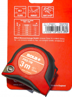 Рулетка SOLA PRO-TM 3м/19мм, 1-й класс точности (50022001)