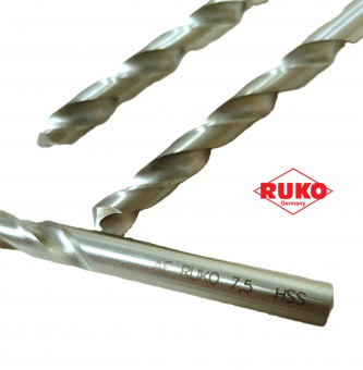 Сверло по металлу RUKO HSS-Ground диам.7.5мм (легир.сталь, цвет.металл) 1шт арт.214075
