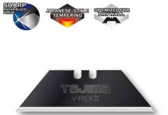 Нож монтажный TAJIMA V-REX (VR103D) с выдвижным трапезоидным лезвием (3 лезвия в комплекте), металл