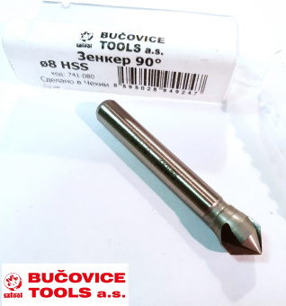 Зенкер конический 3-х канавочный BUCOVICE (741080) HSS, D=8мм, цилиндрический хвостовик