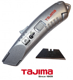 Нож монтажный TAJIMA V-REX (VR103D) с выдвижным трапезоидным лезвием (3 лезвия в комплекте), металл