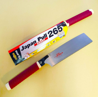 Ручная пила TAJIMA Japan Pull JPR265ST с короткой красной ручкой +запасное полотно с покрытием GNB265FBP (265мм)