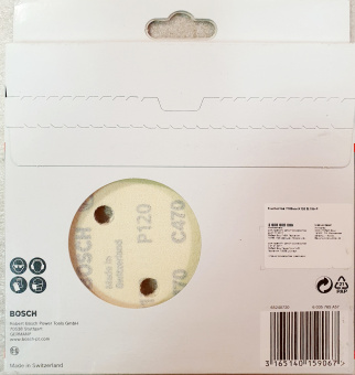 Шлифлисты (5шт) BOSCH Best for Wood+Paint 150мм ( зерно 120) 2608605089