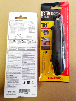 Нож строительный TAJIMA Driver Cutter (DC560BY) с автофиксацией, лезвие 18мм, в комплекте 3 лезвия
