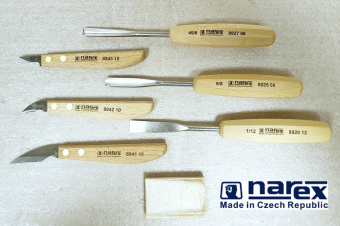 Набор из 6 резцов NAREX Standart 894610 в картонной коробке (3 резца,3 ножа, заточ.брусок)