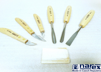 Набор из 6 резцов NAREX Standart 894610 в картонной коробке (3 резца,3 ножа, заточ.брусок)