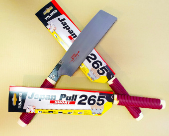 Ручная пила TAJIMA Japan Pull JPR265ST с короткой красной ручкой +запасное полотно с покрытием GNB265FBP (265мм)