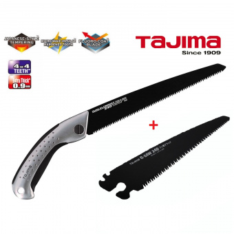Ручная пила TAJIMA Aluminist (ALSA240) + запасное полотно 240мм с покрытием (поясной пластиковый чехол,алюмин.ручка)