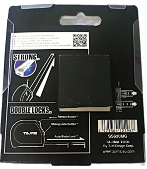 Рулетка TAJIMA SIGMA STOP (SS630MG)  3м/16мм с двойным фиксатором, 2-х сторонняя шкала