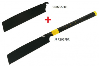 Ручная пила TAJIMA Japan Pull JPR265FBR (полотно с покрытием) +запасное черное полотно GNB265FBP (265мм)