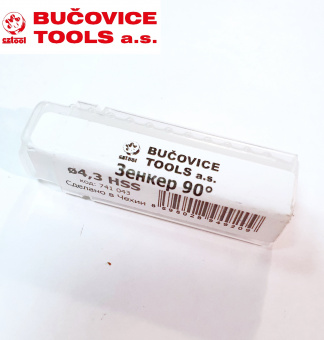 Зенкер конический 3-х канавочный BUCOVICE (741043) D=4.3мм, 90гр.,HSS, цилиндрический хвостовик